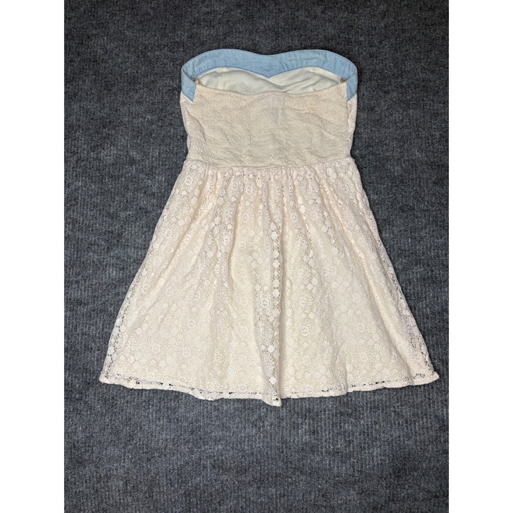Anthro Flying Tomato Boho Lace Strapless MiniDress Crochet Coquette Cottagecore - Picture 2 of 6